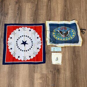 Vintage Patriotic Scarf and Needlepoint Eagle 1776 Bundle